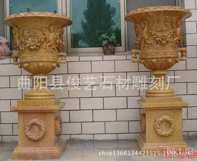 【王氏雕刻曲阳县厂家供应大理石石雕花盆欧式花盆各种花盆低价批发订做】曲阳县俊艺石材雕刻厂 - 产品库